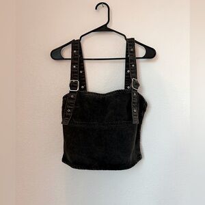 Zara Black Denim Crop Top Size Small